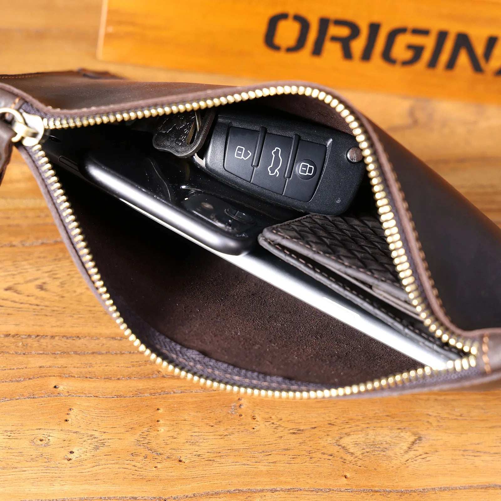 Retro leather clutch