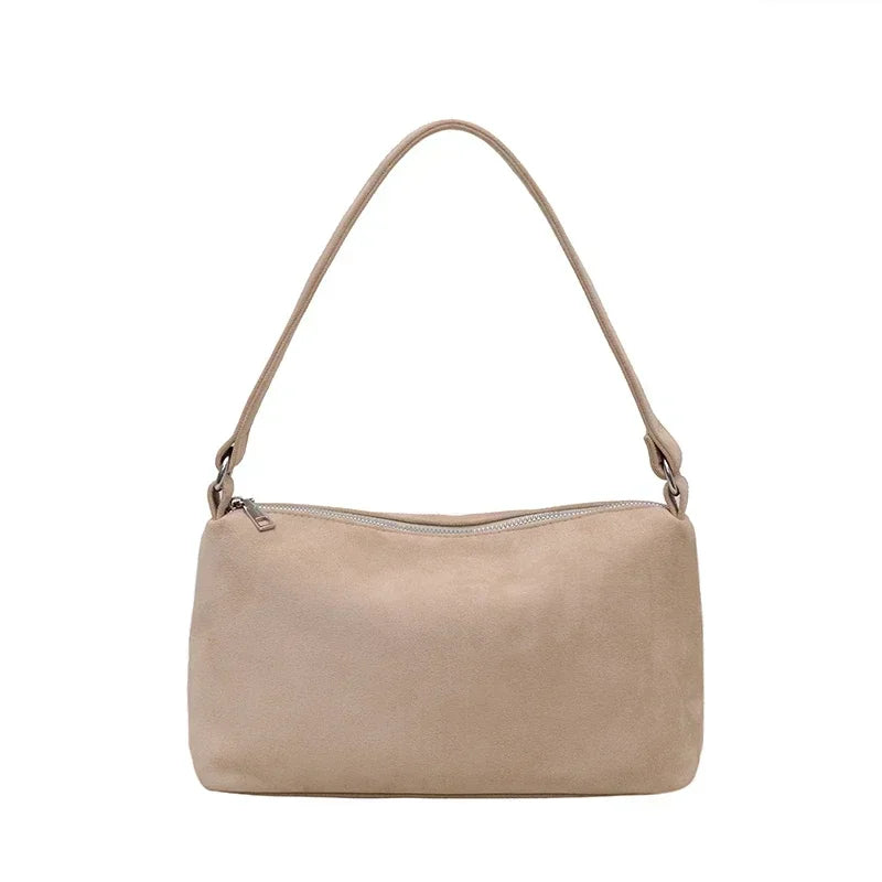 Structured suede shoulder bag