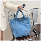 Denim tote bag with soft handles