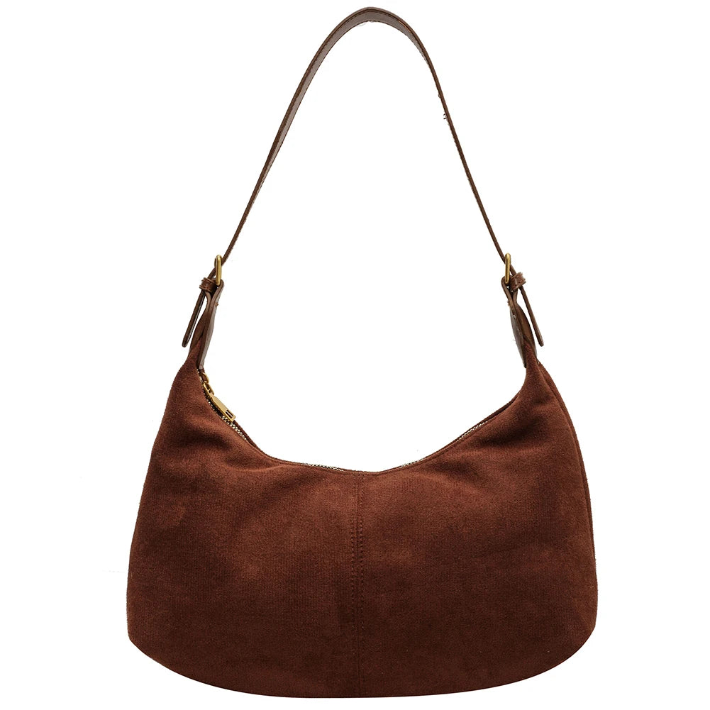 Vintage suede hobo shoulder handbag