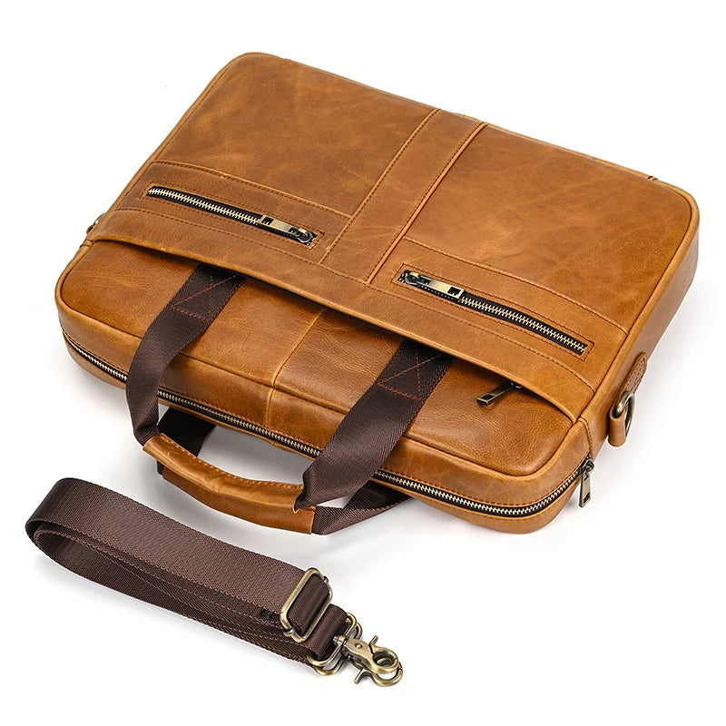 Structured leather laptop case