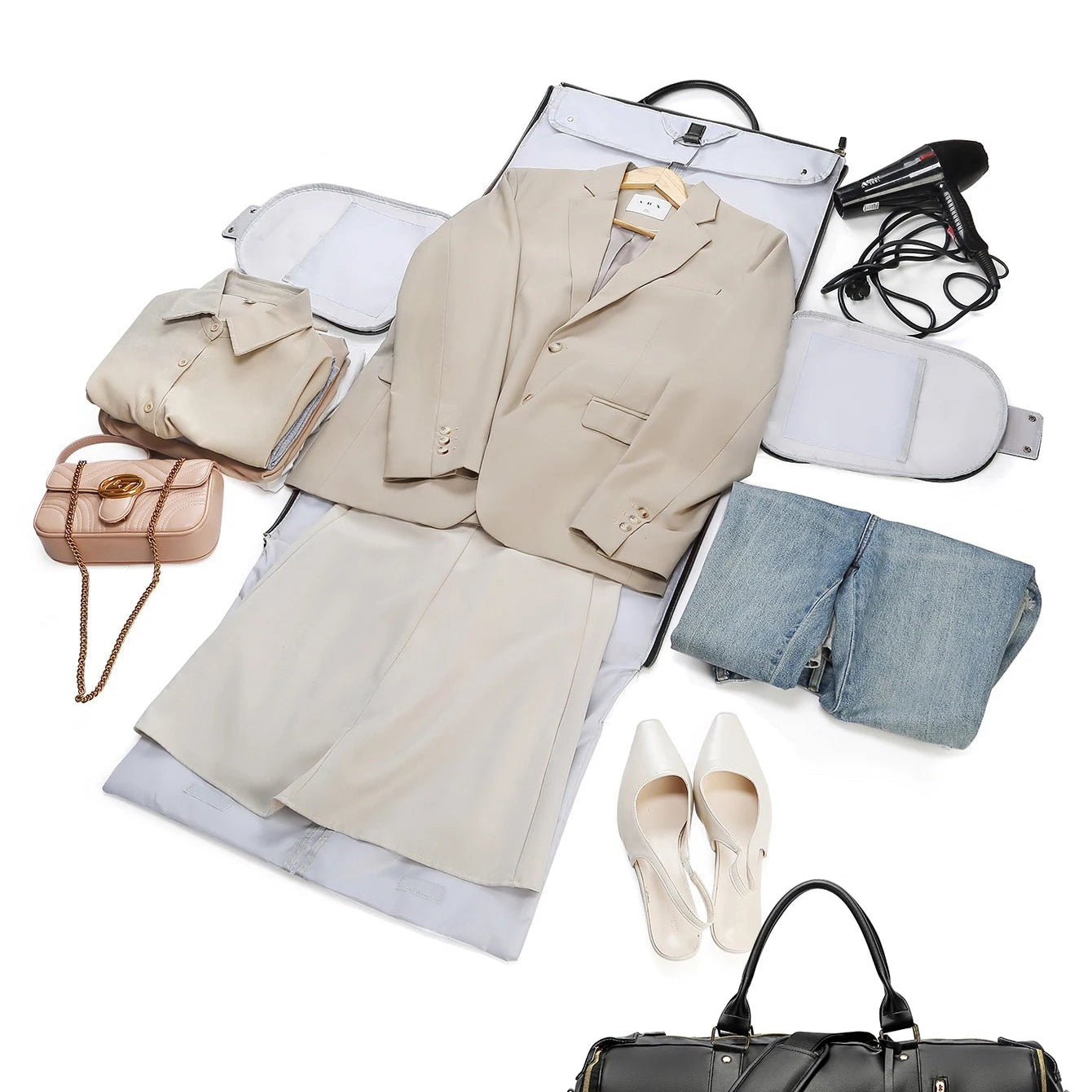 Large capacity leather duffle bag