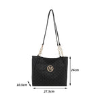 Shoulder leather tote bag with zipper