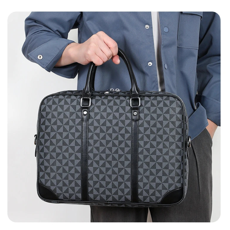 Designer-inspired leather laptop briefcase