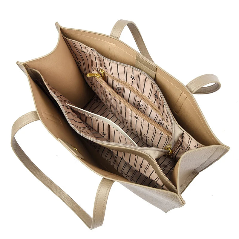 Casual leather tote bag for women