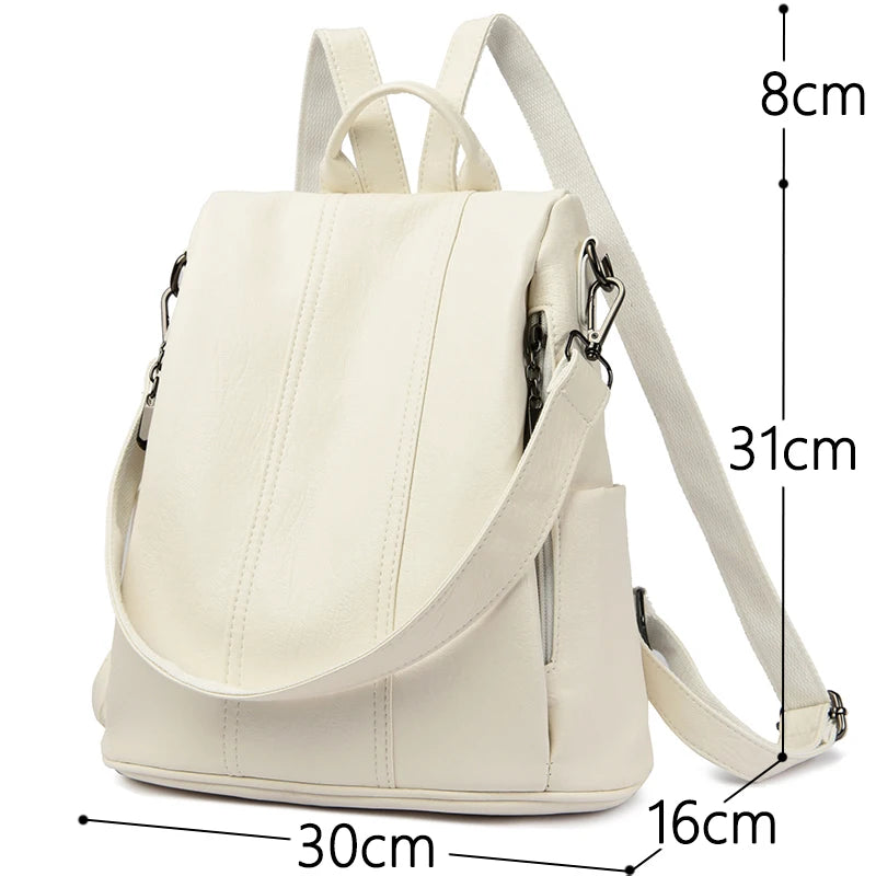 Soft leather travel backpack
