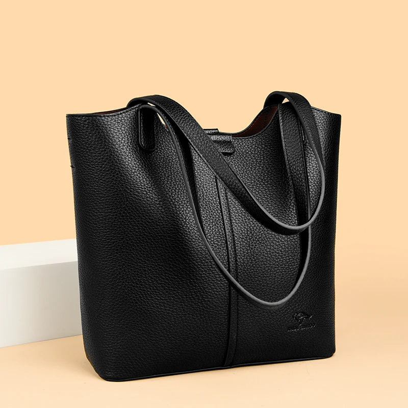 Structured leather tote bag