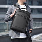 Business leather laptop backpack