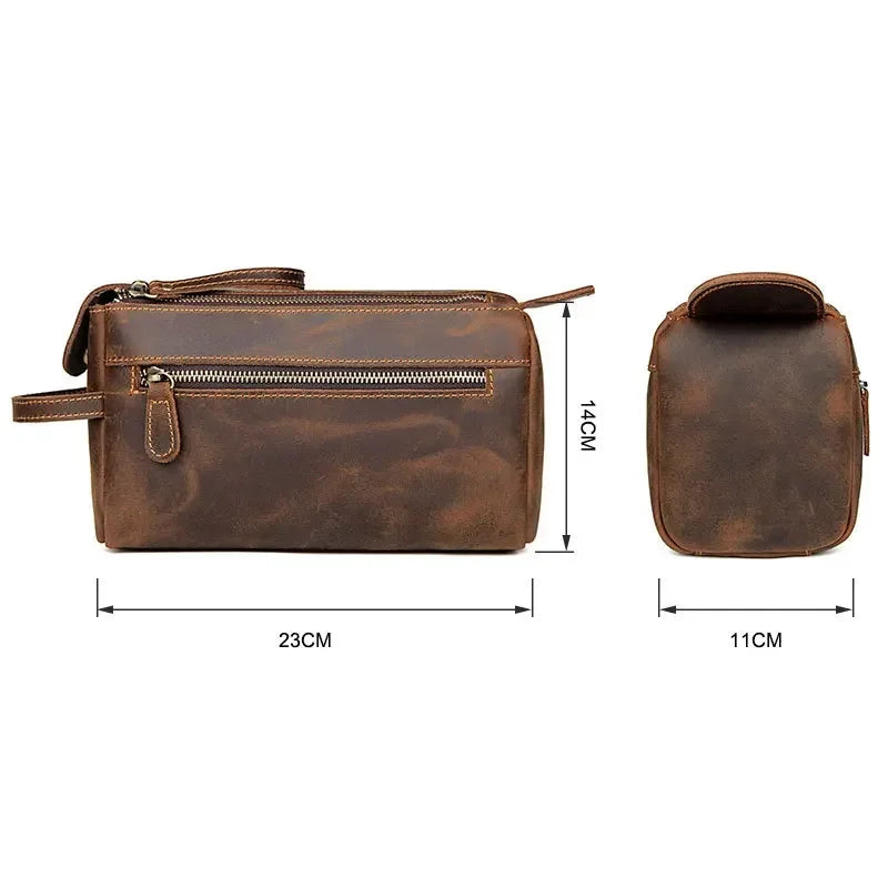 Zippered leather dopp kit