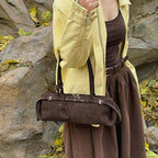 Rectangular suede handbag