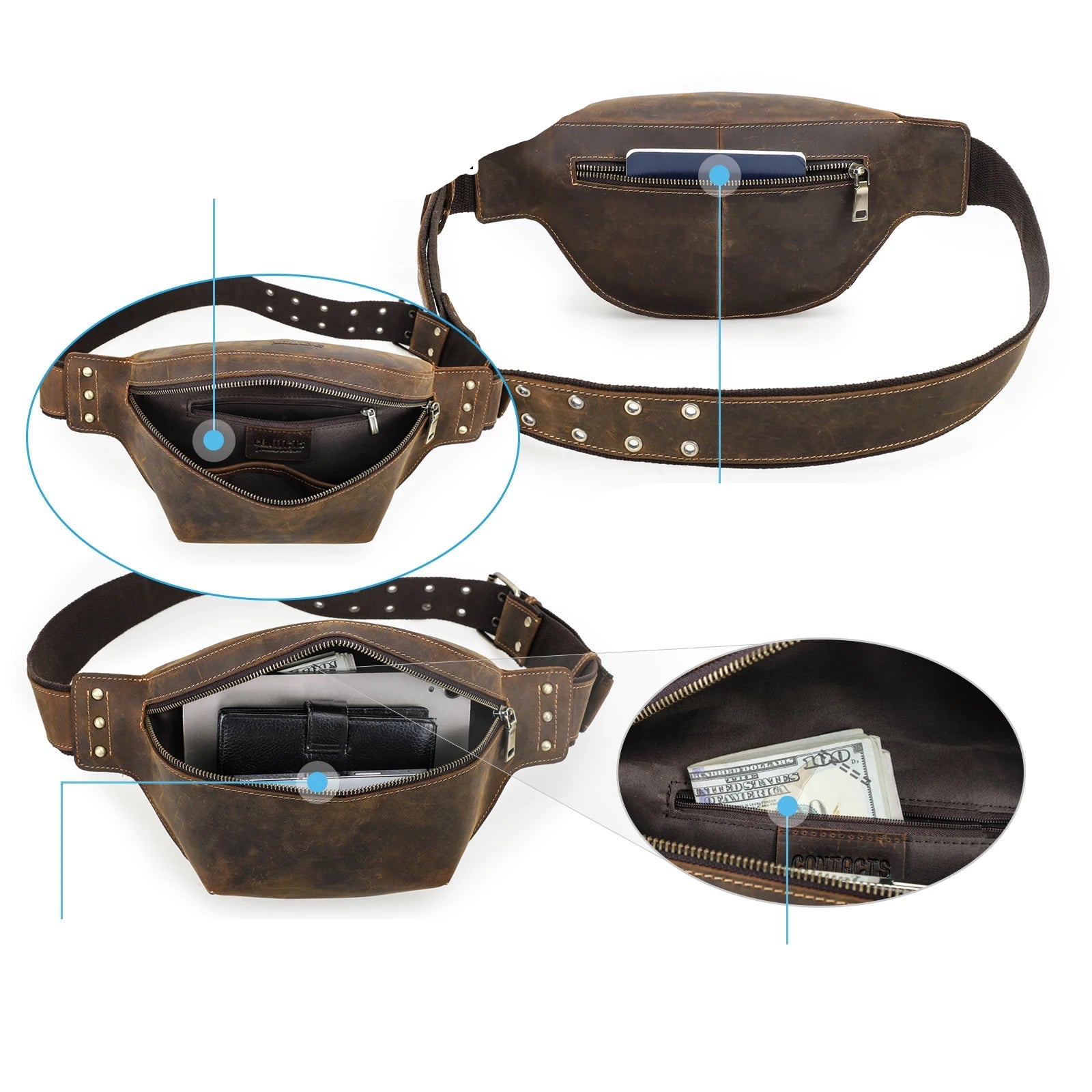 Structured leather waist bag