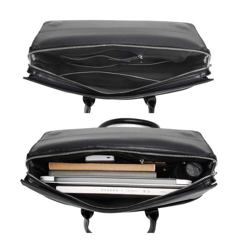Minimalist leather briefcase for work