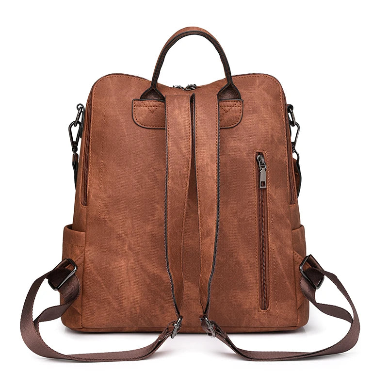 Vintage leather school knapsack