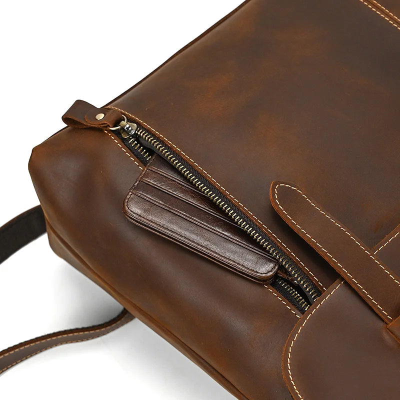 Structured leather rucksack backpack