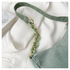 Corduroy handbag set with soft chain handle