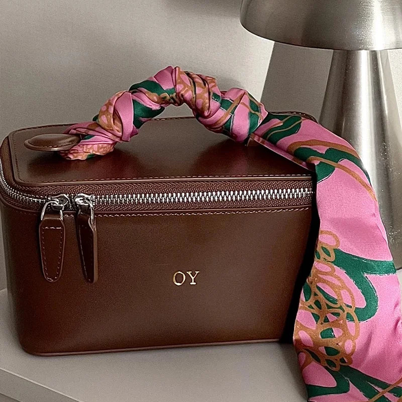 Travel leather vanity bag