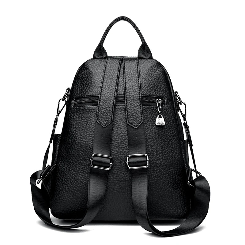 Convertible leather backpack for women