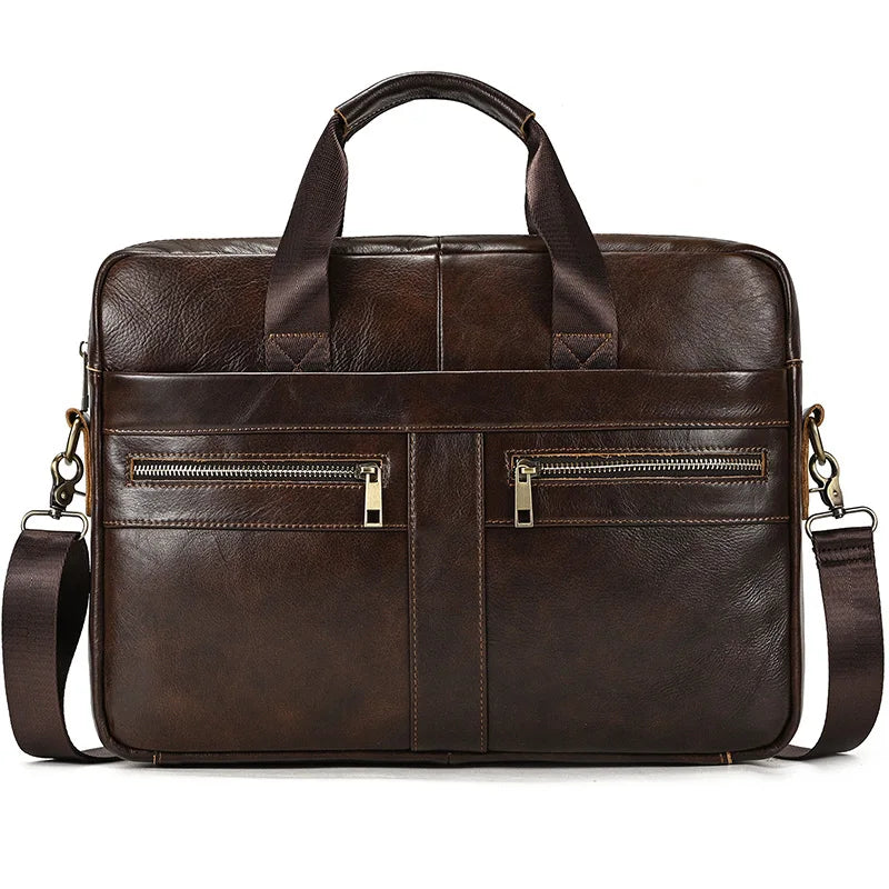 Structured leather laptop case