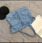Classic denim tote bag with large capacity