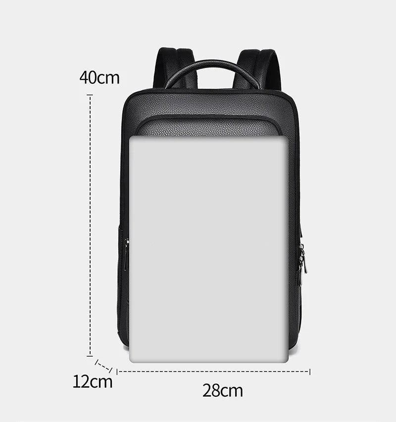 Business leather laptop backpack