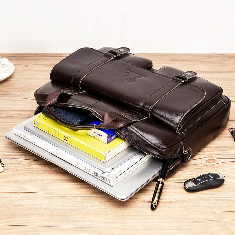 Vintage leather laptop briefcase