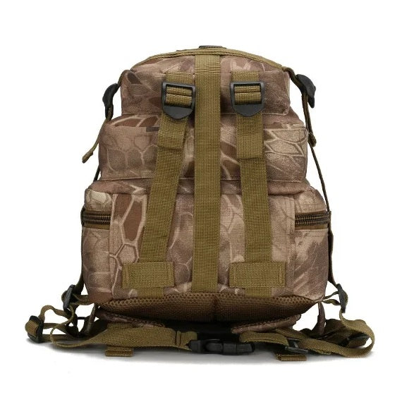 Beige camo army-style tactical backpack
