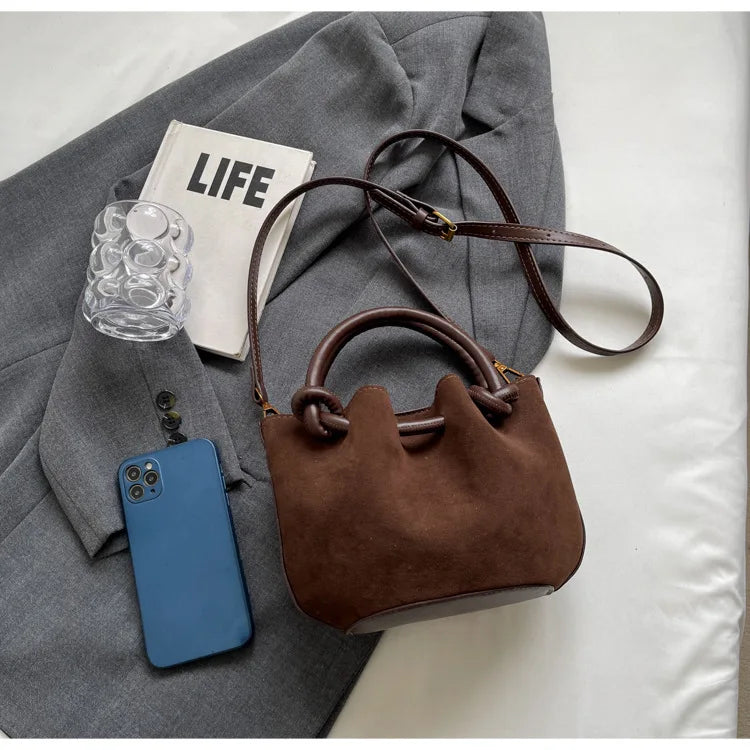 Everyday suede handbag with strap
