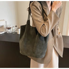 Shoulder suede tote bag