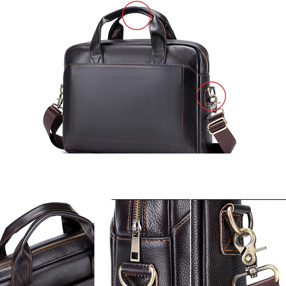Professional leather laptop bag with handle