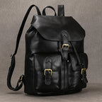 Leather laptop rucksack with top handle