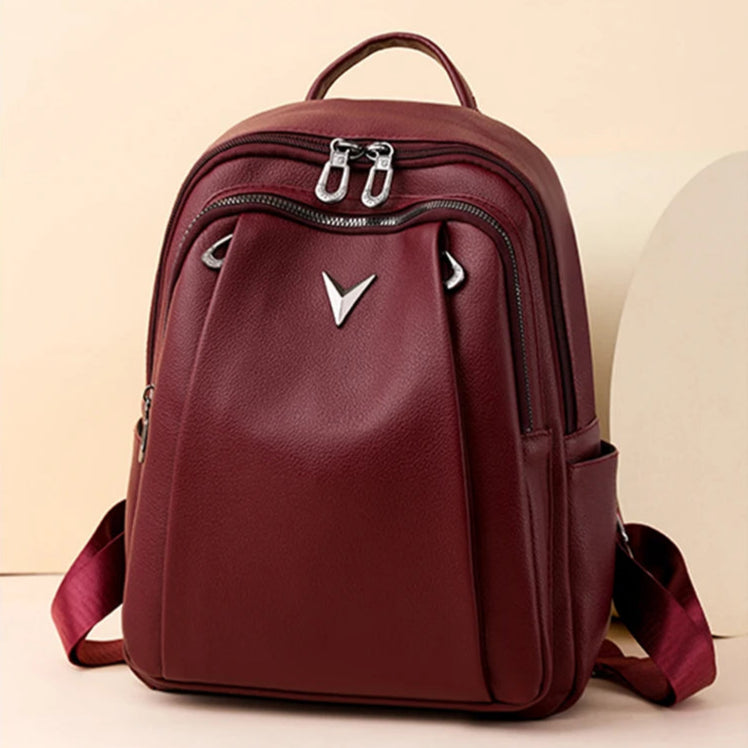 Smooth leather backpack with top handle