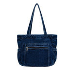 Denim tote bag with front pocket