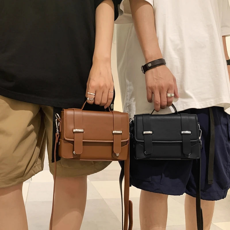 Compact leather crossbody bag