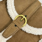 Flop-over suede handbag with fake fur