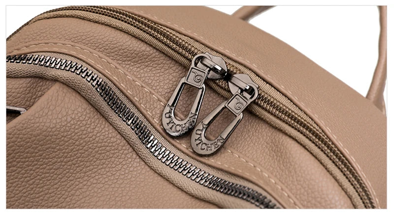 Smooth leather backpack with top handle