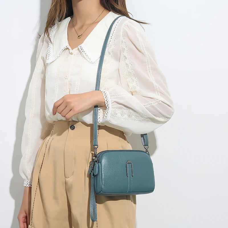 Lightweight leather sling bag