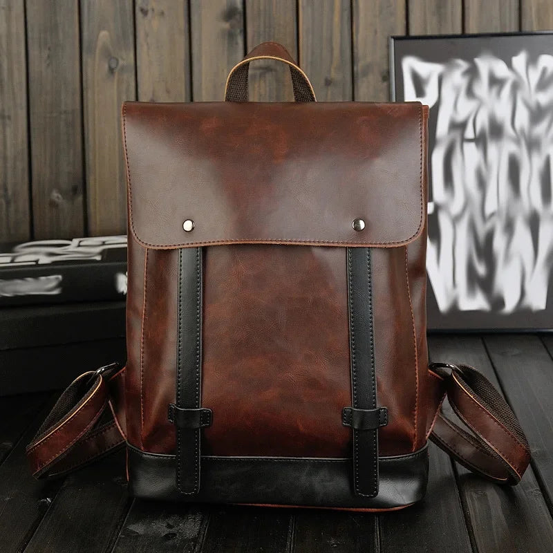 Retro men's  leather backpack
