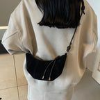Crescent suede hobo bag