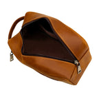 Durable travel leather toiletry bag