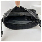 Denim top-handle handbag
