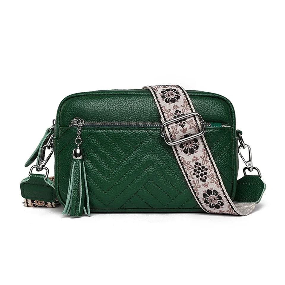 Textured leather crossbody bag