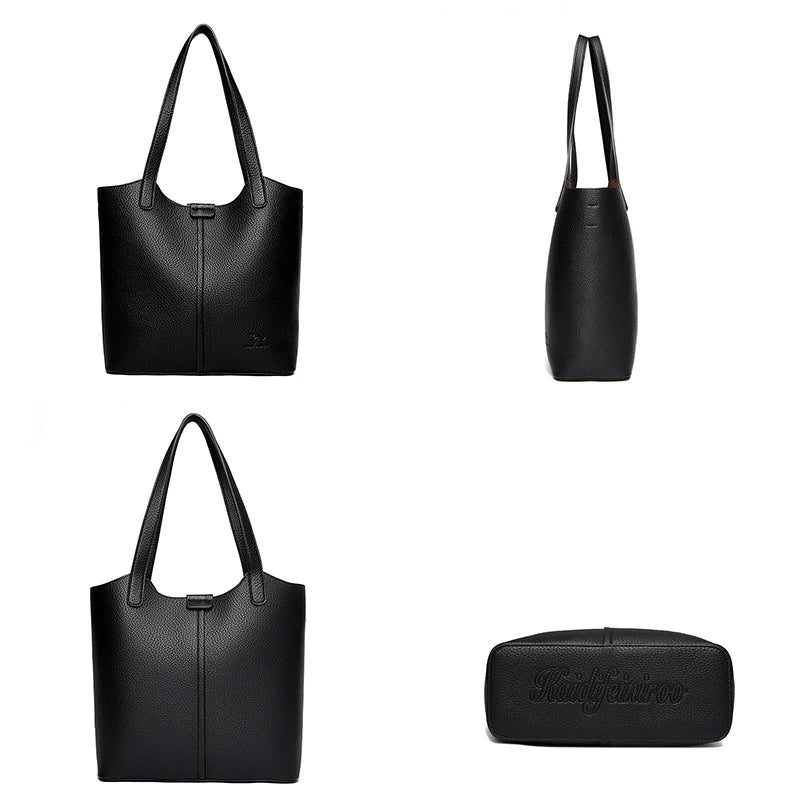 Structured leather tote bag