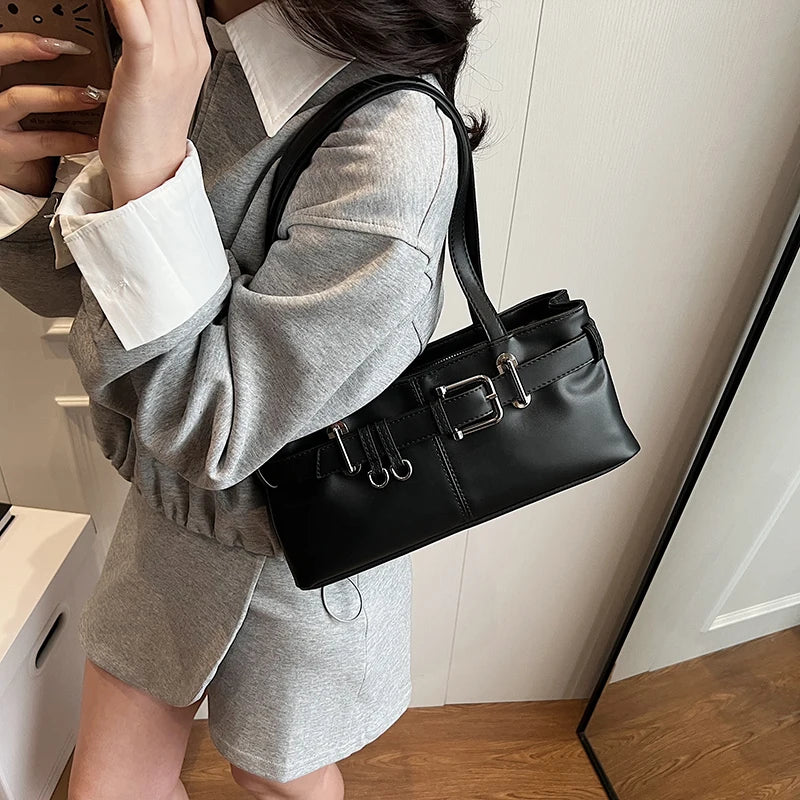 Soft-touch leather shoulder bag