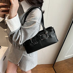 Soft-touch leather shoulder bag