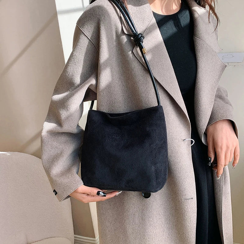 Casual suede shoulder bag for city walks