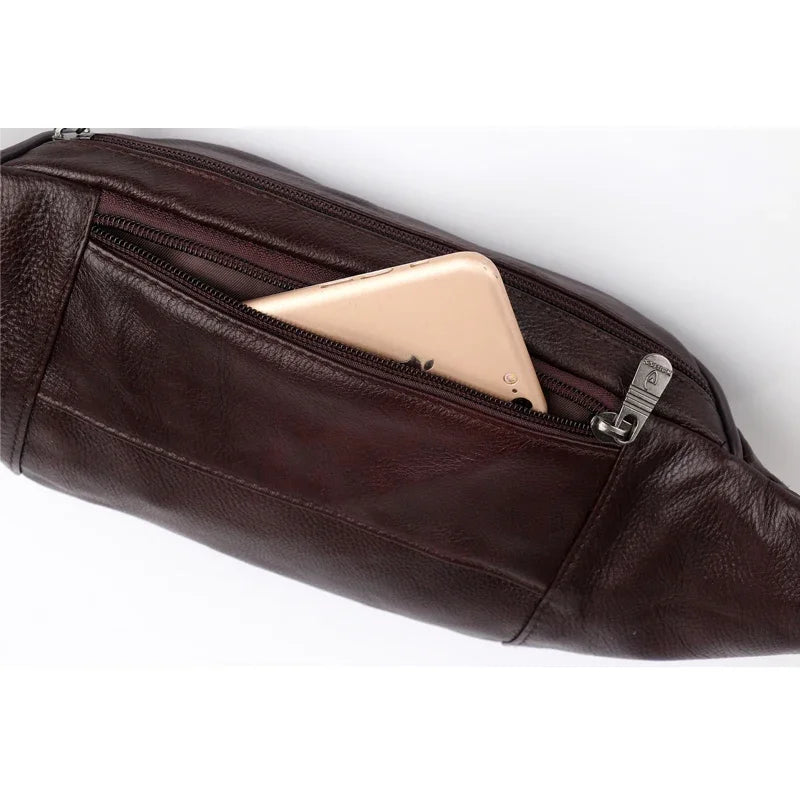 Multi-pocket leather waist bag