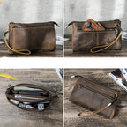 Leather zipper clutch