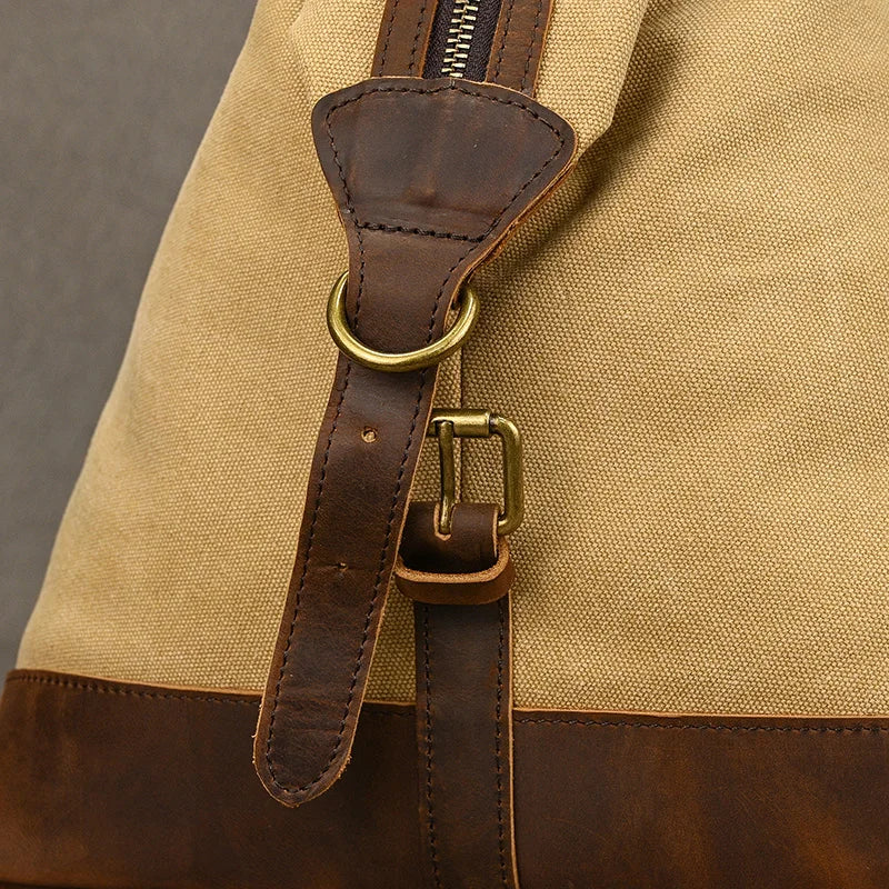 Soft leather overnight duffle bag