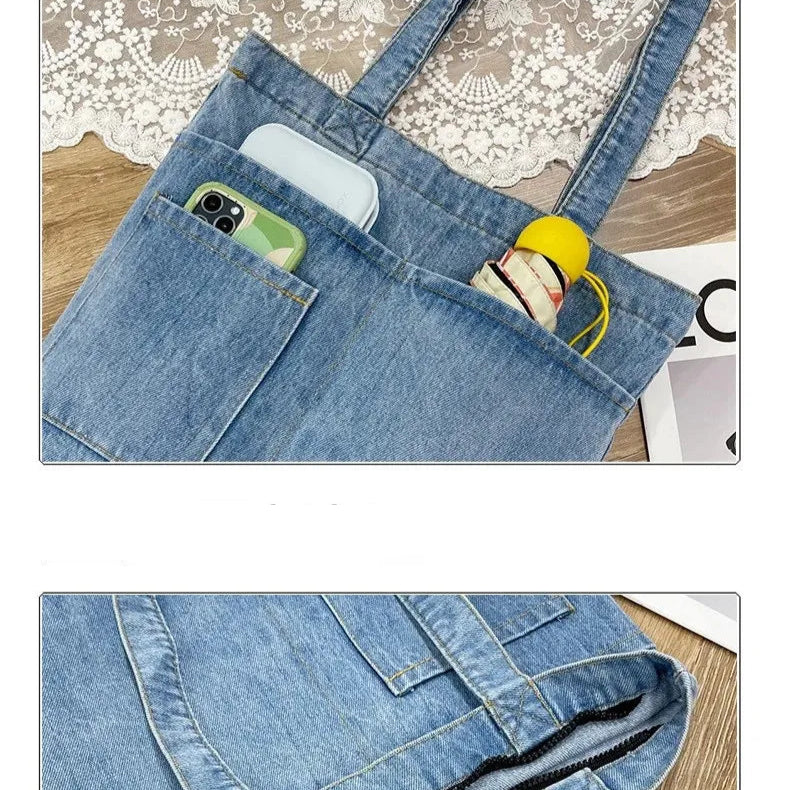 Casual denim tote bag