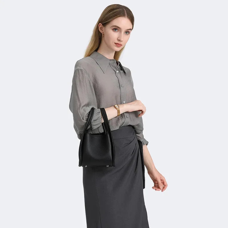 Square leather shoulder bag